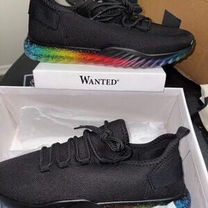 WANTED Black Sneakers with Rainbow Gradient Sole
